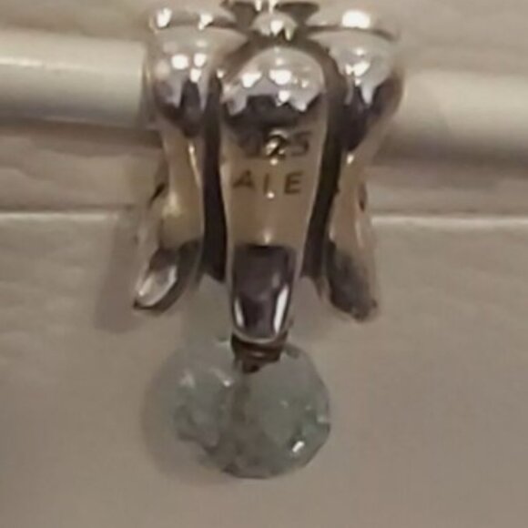 AUTH PANDORA Sterling Silver *RETIRED & RARE* Tulip w/blue Aquamarine 790248AQ - Picture 5 of 8